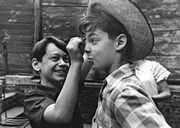 putting on makeup