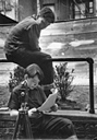 sitting on bar