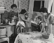hairstyling in the kitchen