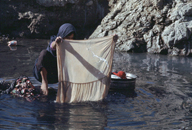 woman washing clothes
