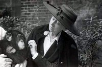 Marianne with chimp at Bronx Zoo